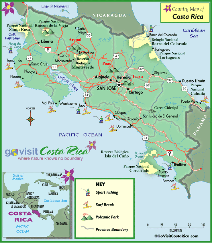 County Map of Costa Rica